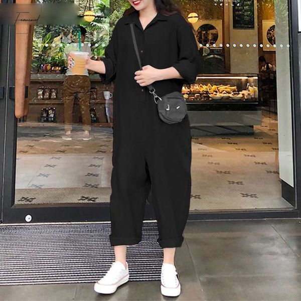 romper plus size wide leg pants baggy jumpsuits women casual loose lapel neck button long sleeve solid 2019 overalls, Black;white
romper plus size wide leg pants baggy jumpsuits women casual loose lapel neck button long sleeve solid 2019 overalls, Black;white