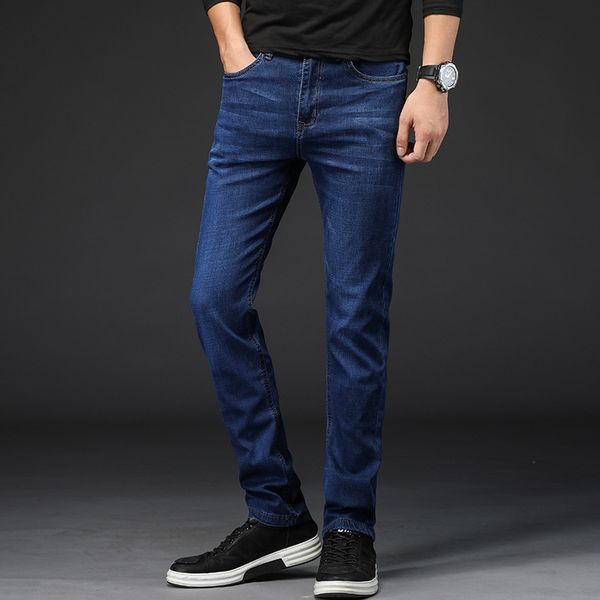 men jeans stretch straight slim fit blue men's jeans classic denim casual pants long trousers, Black
men jeans stretch straight slim fit blue men's jeans classic denim casual pants long trousers, Black