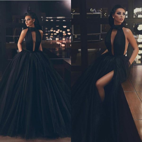 black prom dresses 2019 thigh high split tulle formal gowns designer vestidos de gala, White;black
black prom dresses 2019 thigh high split tulle formal gowns designer vestidos de gala, White;black