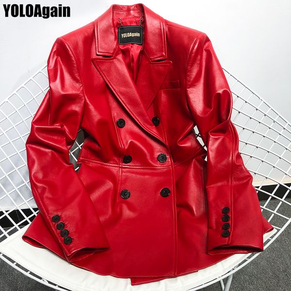 yoloagain women double breasted genuine leather blazer ladies real leather blazer, Black
yoloagain women double breasted genuine leather blazer ladies real leather blazer, Black
