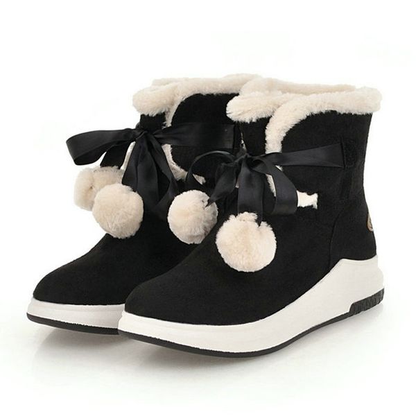 busy girl sports style snow boots round head lace hair ball decoration ladies booties women's sports shoes, Black
busy girl sports style snow boots round head lace hair ball decoration ladies booties women's sports shoes, Black