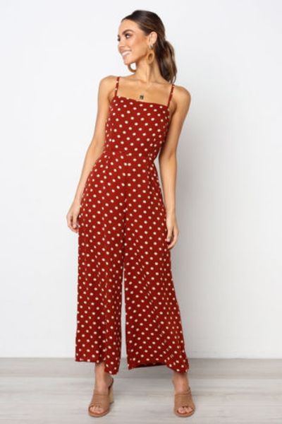 women summer polka dot sleeveless jumpsuit clubwear ladies wide leg pant outfits, Black;white
women summer polka dot sleeveless jumpsuit clubwear ladies wide leg pant outfits, Black;white