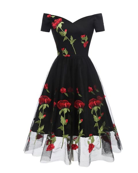 v-neck off-shoulder black ivory embroidery cocktail dresses robe flowers elegant party 2019 short vestidos homecoming dress, White;black
v-neck off-shoulder black ivory embroidery cocktail dresses robe flowers elegant party 2019 short vestidos homecoming dress, White;black