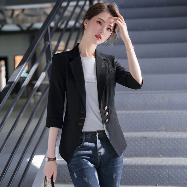 fashion casual ladies black blazer women jackets slim half sleeve elegant office work wear clothes styles, White;black
fashion casual ladies black blazer women jackets slim half sleeve elegant office work wear clothes styles, White;black