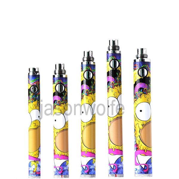 900mAh Vape Pen Ego vaporizer Battery Bottom Twist Cartoon e cigarette Variable Voltage 3.3V-4.8v for 510 Thread e cigs Cartridges atomizers
900mAh Vape Pen Ego vaporizer Battery Bottom Twist Cartoon e cigarette Variable Voltage 3.3V-4.8v for 510 Thread e cigs Cartridges atomizers