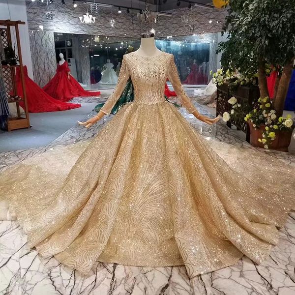 luxury golden wedding beaded wedding dress party dresses o-neck long sleeves muslim wedding gowns with long train 2019 latest new design, White
luxury golden wedding beaded wedding dress party dresses o-neck long sleeves muslim wedding gowns with long train 2019 latest new design, White