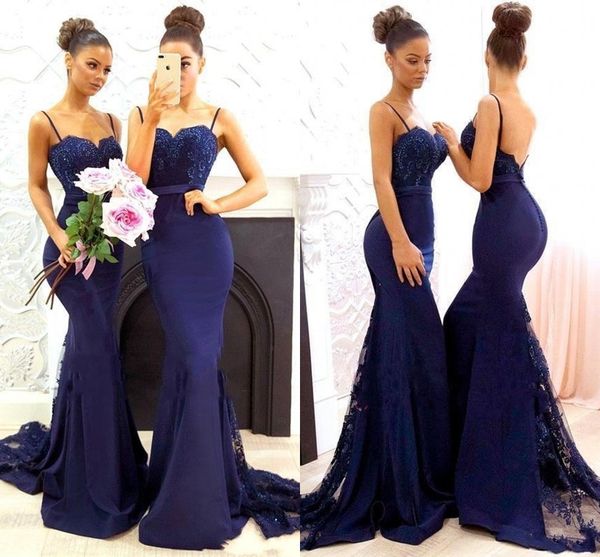 navy blue spaghetti straps satin mermaid long bridesmaid dresses lace applique wedding guest maid of honor gowns ba7878, White;pink
navy blue spaghetti straps satin mermaid long bridesmaid dresses lace applique wedding guest maid of honor gowns ba7878, White;pink