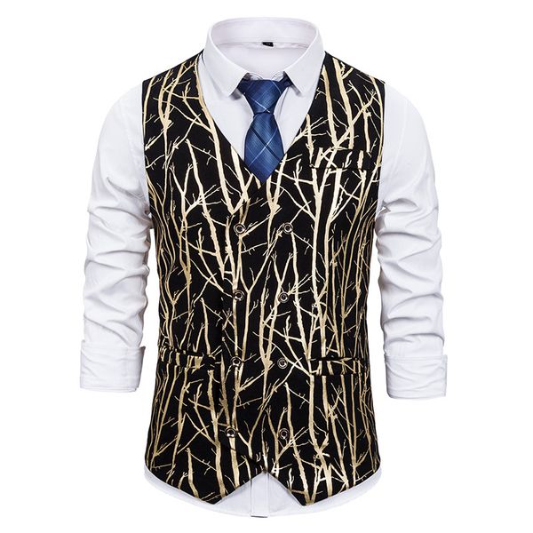 men's vests men v neck double breasted suit vest hipster shiny gold branches bronzing nightclub prom dress waistcoat, Black;white
men's vests men v neck double breasted suit vest hipster shiny gold branches bronzing nightclub prom dress waistcoat, Black;white