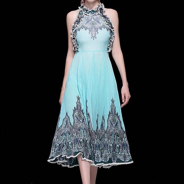 elegant ruffle dress women halter off shoulder sleeveless high waist print hit color dresses female spring 2020, Black;gray 
elegant ruffle dress women halter off shoulder sleeveless high waist print hit color dresses female spring 2020, Black;gray