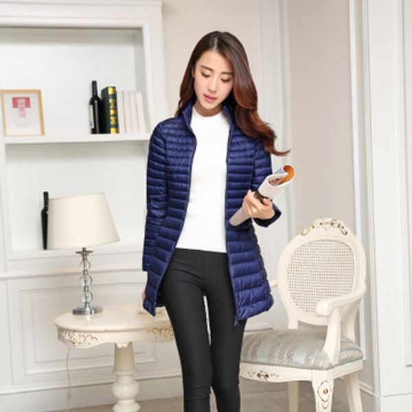 2019 autumn and winter new women's thin down jacket women's mid-length korean version of the slim collar coat ee, Black
2019 autumn and winter new women's thin down jacket women's mid-length korean version of the slim collar coat ee, Black