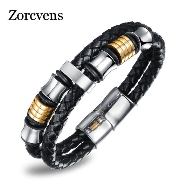 link, chain zorcvens 2021 multi-layer leather bracelet gold silver color stainless steel magnetic buckle claps bracelets bangles for men, Black
link, chain zorcvens 2021 multi-layer leather bracelet gold silver color stainless steel magnetic buckle claps bracelets bangles for men, Black
