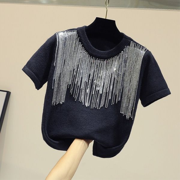high qulaity heavy sequin tassel t-shirt women's loose chic fringed shirts summer 2019 new o neck tee girls ladies blusas, White
high qulaity heavy sequin tassel t-shirt women's loose chic fringed shirts summer 2019 new o neck tee girls ladies blusas, White