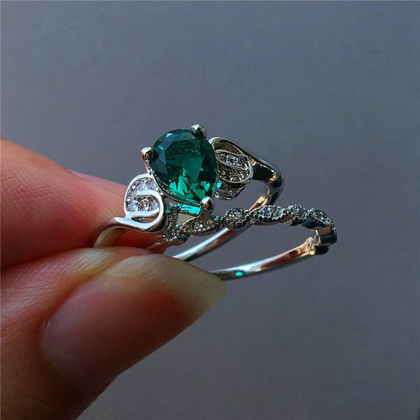 luxury female water drop ring set 925 silver green stone wedding ring love promise solitaire engagement rings for women, Slivery;golden
luxury female water drop ring set 925 silver green stone wedding ring love promise solitaire engagement rings for women, Slivery;golden