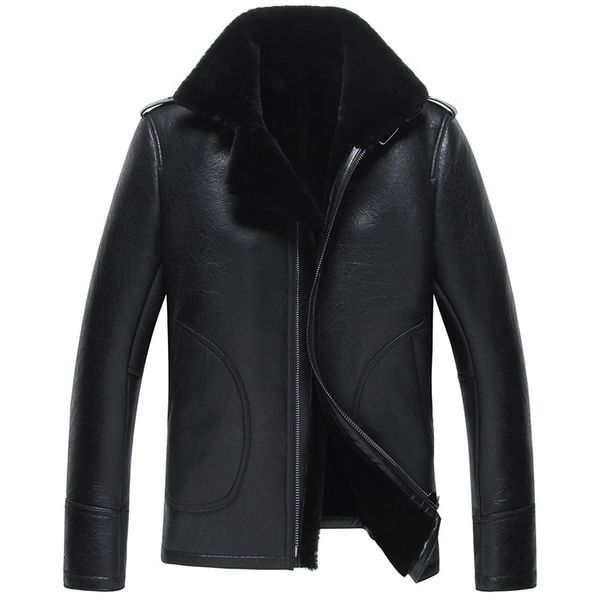 men's leather jacket streetwear genuine sheepskin coat winter jacket men 100% wool fur liner coats bomber jackets chaqueta y1588, Black
men's leather jacket streetwear genuine sheepskin coat winter jacket men 100% wool fur liner coats bomber jackets chaqueta y1588, Black