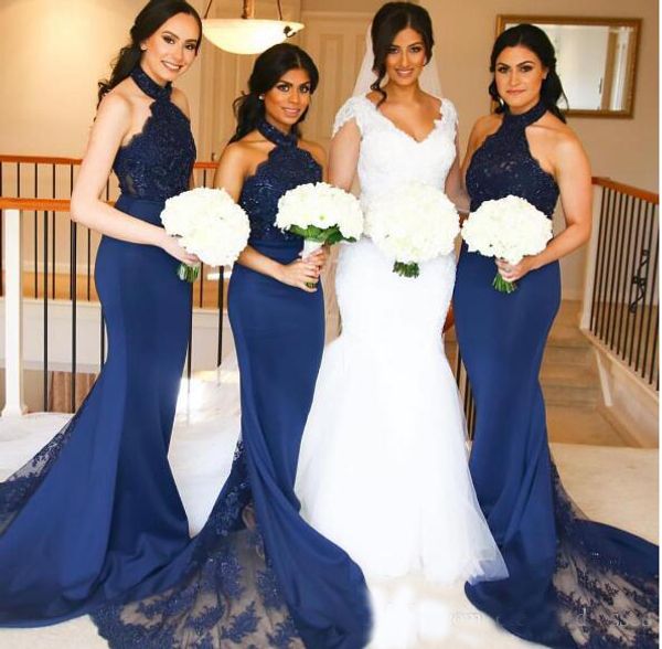 2018 Elegant Lace Appliques Halter Cheap Long Bridesmaid Gowns Long Wedding Party Dresses Honor Of Maid Lace Appliques Beading Sequins
2018 Elegant Lace Appliques Halter Cheap Long Bridesmaid Gowns Long Wedding Party Dresses Honor Of Maid Lace Appliques Beading Sequins