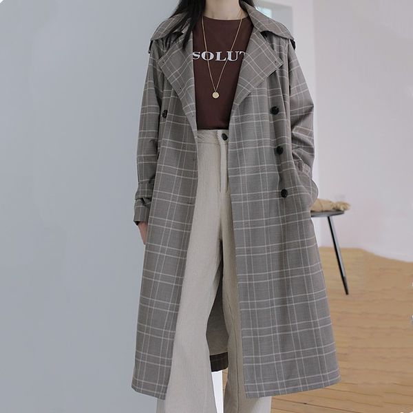 vintage plaid trench women 2019 fall england style long double breasted trenches lady casual chic coats belt, Tan;black
vintage plaid trench women 2019 fall england style long double breasted trenches lady casual chic coats belt, Tan;black