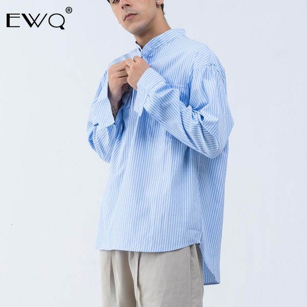 ewq / 2019 new fashion autumn standing collar pockets single breasted shirt men loose casual personal camisa masculina 9a208, White;black
ewq / 2019 new fashion autumn standing collar pockets single breasted shirt men loose casual personal camisa masculina 9a208, White;black