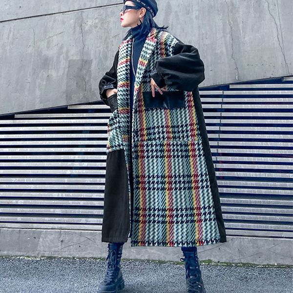 girl tide plus size patchwork plaid blend personality pocket women clothes fashion winter new turn down collar coat zll4566, Black
girl tide plus size patchwork plaid blend personality pocket women clothes fashion winter new turn down collar coat zll4566, Black