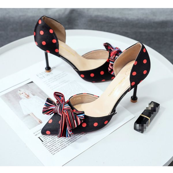 women shoes bow tie slip on pumps ladies pointed toe shallow dot tip decoration thin heel comfortable female footwear y21-81, Black
women shoes bow tie slip on pumps ladies pointed toe shallow dot tip decoration thin heel comfortable female footwear y21-81, Black