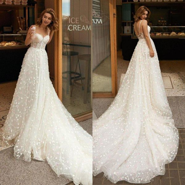 2020 riki dalal boho wedding dresses a line sweep train spaghetti lace appliqued beach wedding dress custom made backless bridal gowns, White
2020 riki dalal boho wedding dresses a line sweep train spaghetti lace appliqued beach wedding dress custom made backless bridal gowns, White