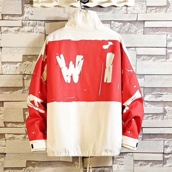 new men's street wear oversized jacket coat men washed cotton black white khaki letter print red paint hip hop pullover jackets, Black;brown
new men's street wear oversized jacket coat men washed cotton black white khaki letter print red paint hip hop pullover jackets, Black;brown