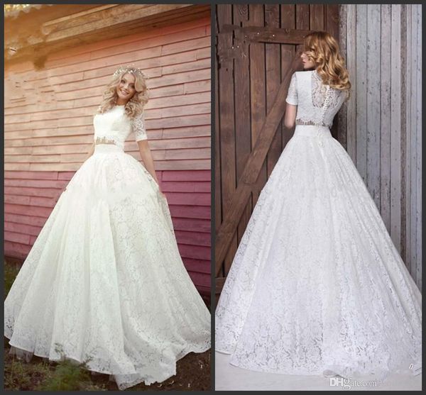 2020 new spring wedding dresses vintage high neck plus size capped half sleeves custom made a-line two pieces long lace bridal gowns, White
2020 new spring wedding dresses vintage high neck plus size capped half sleeves custom made a-line two pieces long lace bridal gowns, White