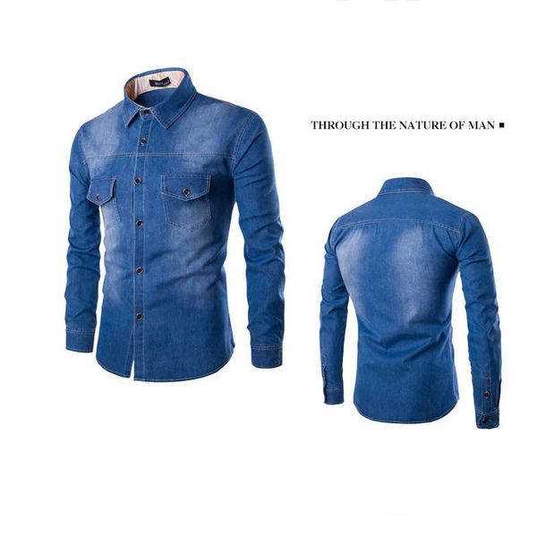 denim shirt men's casual slim button shirt and pocket men's camisa social long sleeve cotton washed top, White;black
denim shirt men's casual slim button shirt and pocket men's camisa social long sleeve cotton washed top, White;black