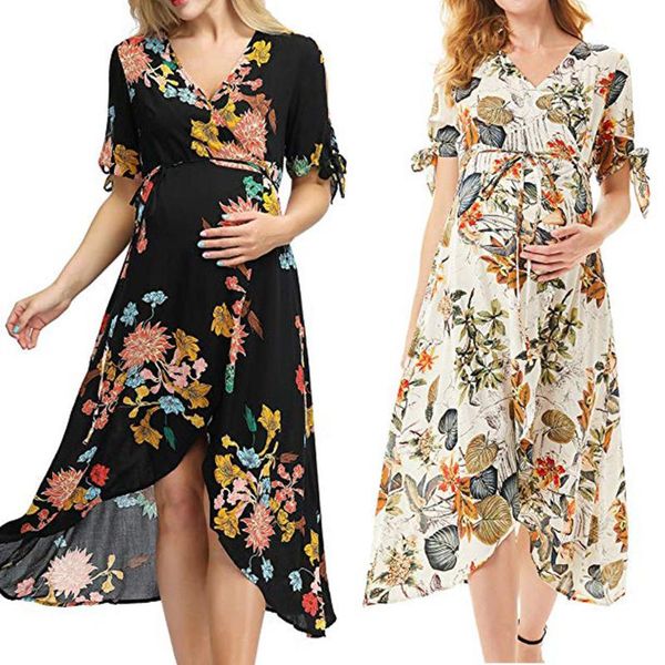 women's bohemia style maternity dresses pregnancy dress short sleeve print floral dress frenulum long femme vestido, White
women's bohemia style maternity dresses pregnancy dress short sleeve print floral dress frenulum long femme vestido, White