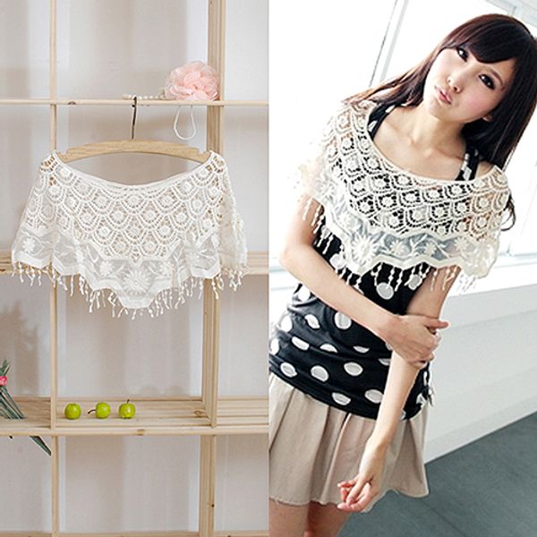 women's sweet white hollow crochet lace tassels knit wide collar cape shawl new arrival
women's sweet white hollow crochet lace tassels knit wide collar cape shawl new arrival