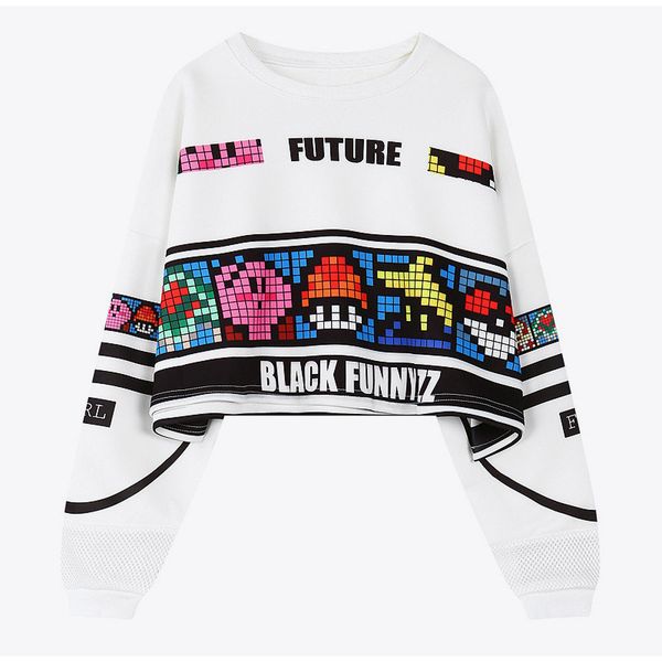 women's harajuku punk crop sweatshirt cropped long sleeve letter print hoodies women 2019 spring hip hop loose hoody female, Black
women's harajuku punk crop sweatshirt cropped long sleeve letter print hoodies women 2019 spring hip hop loose hoody female, Black