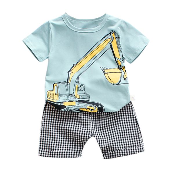 summer baby boys printed t shirt+shorts clothes sport children suits baby boy clothing 2pcs outfits kids set new, White