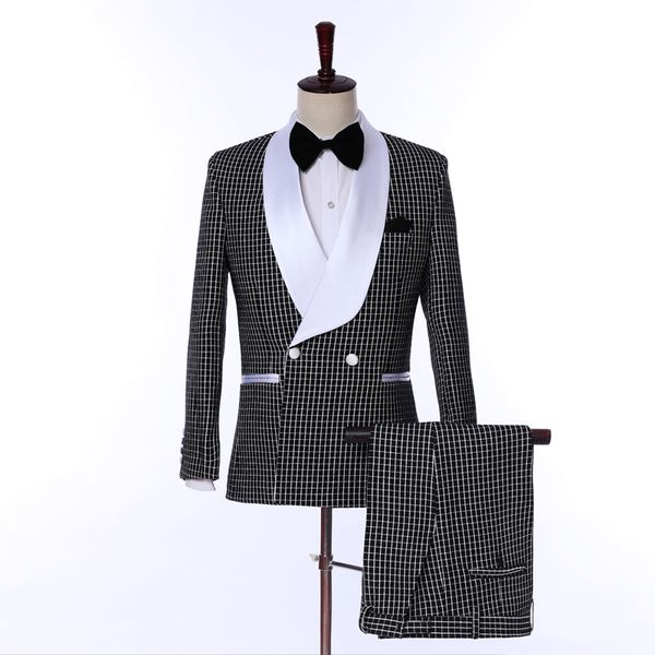 the latest design slim fit double-breasted men's suit wedding prom dress fashion groom men's 2 piece jacket pants, White;black
the latest design slim fit double-breasted men's suit wedding prom dress fashion groom men's 2 piece jacket pants, White;black