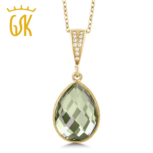 gemstoneking 16x12mm 6.50 ct pear shape natural green amethyst gold plated shape silver pendant necklace for women
gemstoneking 16x12mm 6.50 ct pear shape natural green amethyst gold plated shape silver pendant necklace for women