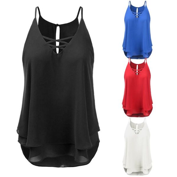 women camisole chiffon strap tank summer beach cross vest sleeveless soft blouse casual loose female shirt ropa mujer, White
women camisole chiffon strap tank summer beach cross vest sleeveless soft blouse casual loose female shirt ropa mujer, White