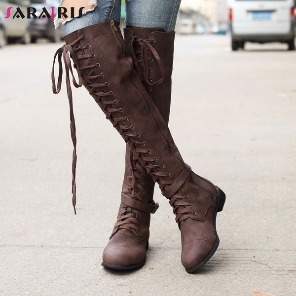 boots sarairis 35-43 lace-up flat knee high women 2021 autumn casual ladies low heels shoes woman, Black
boots sarairis 35-43 lace-up flat knee high women 2021 autumn casual ladies low heels shoes woman, Black