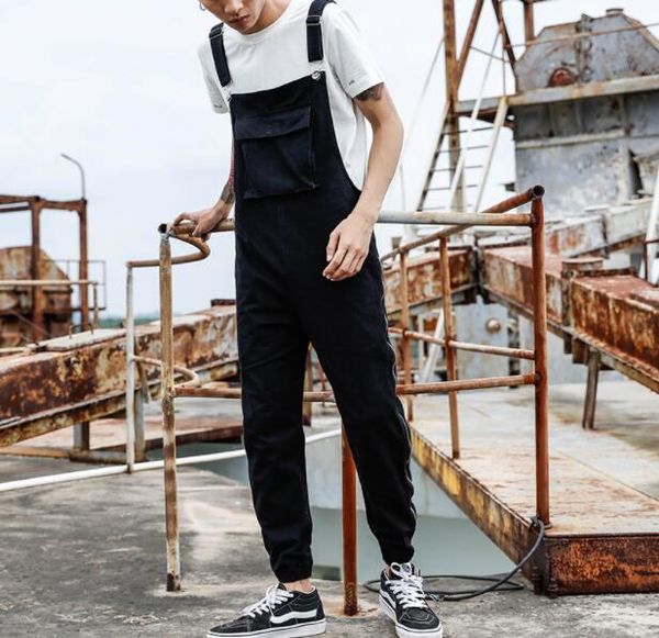 2018 japanese retro casual siamese suspenders pants men's autumn zipper pants men's tooling jumpsuits, Black
2018 japanese retro casual siamese suspenders pants men's autumn zipper pants men's tooling jumpsuits, Black
