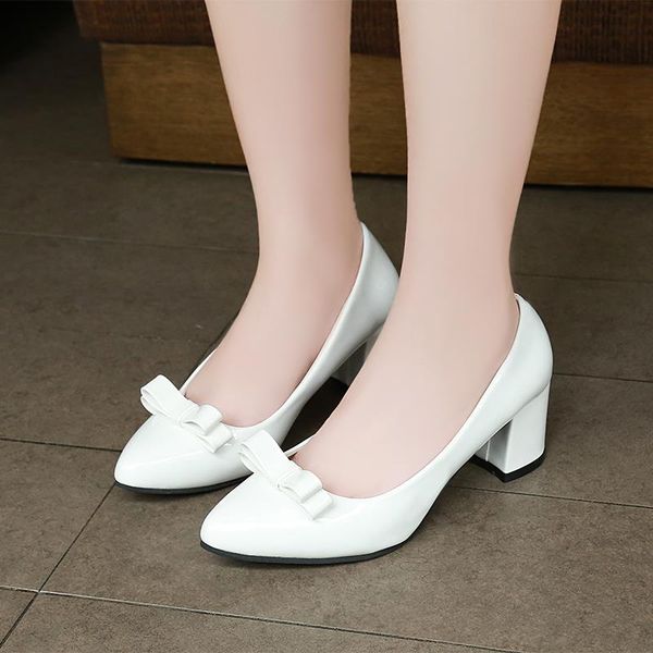 woman high heels slip on shoes lady dress shoes women pointed toe bowtie wedding shoes white pumps, Black 
woman high heels slip on shoes lady dress shoes women pointed toe bowtie wedding shoes white pumps, Black