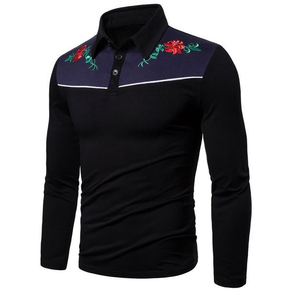 new men's fashion luxury long-sleeved t-shirt british embroidery cotton stretch long-sleeved lapel polo shirt men's clothing, White;black
new men's fashion luxury long-sleeved t-shirt british embroidery cotton stretch long-sleeved lapel polo shirt men's clothing, White;black