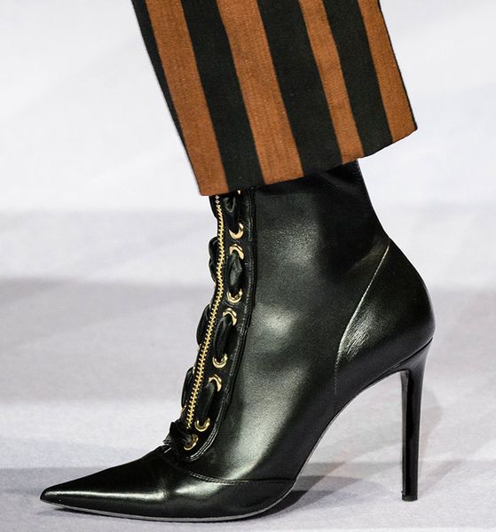 runway fashion zipper black leather boots high heels