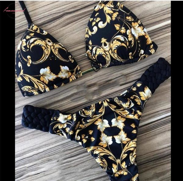 2020 ruffled tropical leaves bathing suit floral print swimwear women push up swimsuit female boho triangle halter bikini set, White;black
2020 ruffled tropical leaves bathing suit floral print swimwear women push up swimsuit female boho triangle halter bikini set, White;black