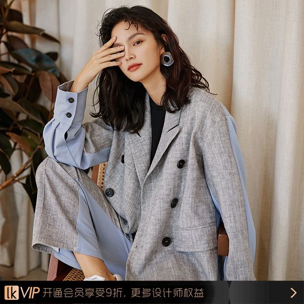 with s8236 spring two-piece designer boutique brand original two-piece temperament grey suit, White;black
with s8236 spring two-piece designer boutique brand original two-piece temperament grey suit, White;black