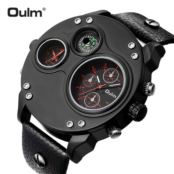 OULM Fashion Sports Watch Men Quartz Clock 2 Time Zone Display Black Leather Strap Chic Design Mens Watches Top
OULM Fashion Sports Watch Men Quartz Clock 2 Time Zone Display Black Leather Strap Chic Design Mens Watches Top