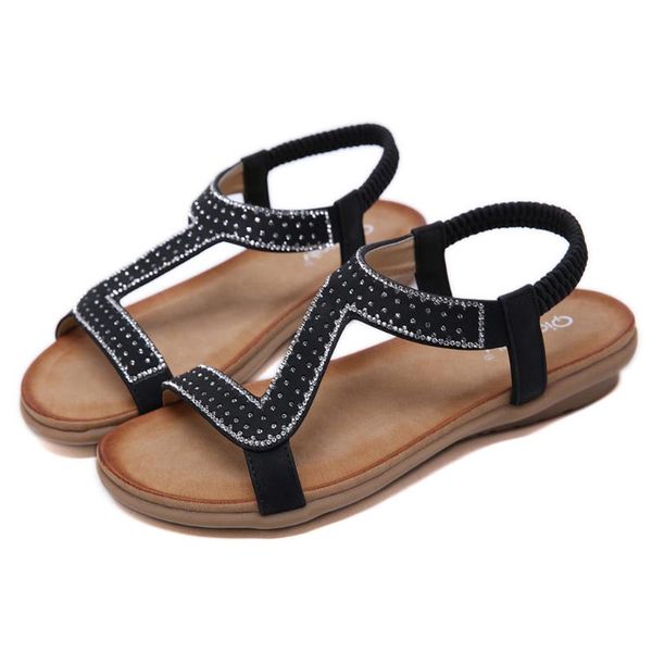 2020 summer women's open-toe sandals rhinestone sandals bohemian ladies flat elastic band beach shoes sandalia feminina, Black
2020 summer women's open-toe sandals rhinestone sandals bohemian ladies flat elastic band beach shoes sandalia feminina, Black