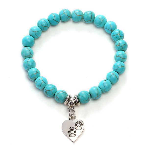 european and american popular jewelry natural stone white turquoise alloy dog claw accessories footprint pendant bracelet bracelet string, Black
european and american popular jewelry natural stone white turquoise alloy dog claw accessories footprint pendant bracelet bracelet string, Black