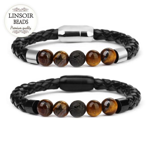 1pc/lot 8mm lava & tiger eye stone beads bracelet men black braided leather bracelets for women handmade jewelry cuff wristband, Golden;silver
1pc/lot 8mm lava & tiger eye stone beads bracelet men black braided leather bracelets for women handmade jewelry cuff wristband, Golden;silver