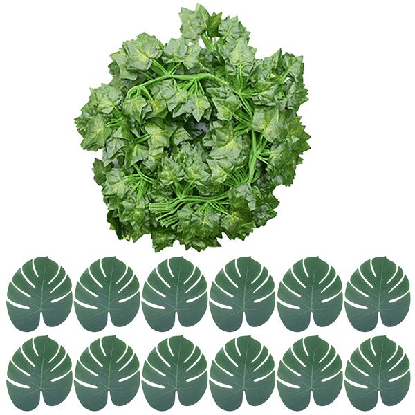12pcs artificial decoration vivid vine rattan leaf grass plants grape leaves with 12pcs palm leaf for home garden party decor
12pcs artificial decoration vivid vine rattan leaf grass plants grape leaves with 12pcs palm leaf for home garden party decor