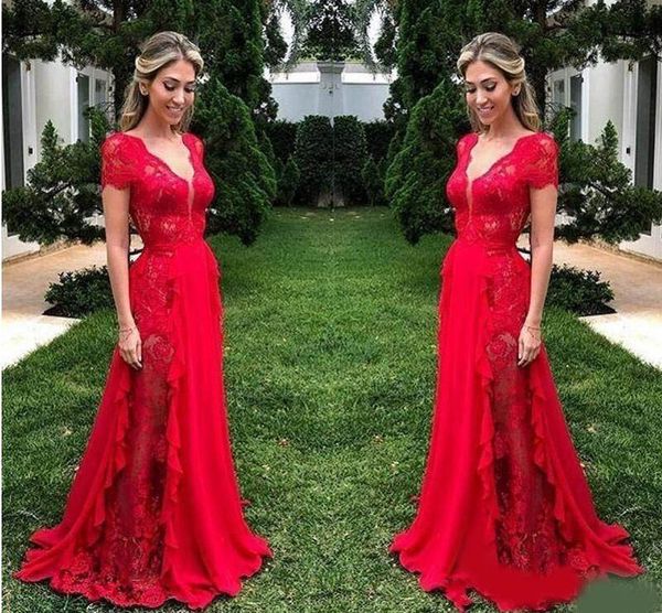 gorgeous lace long prom dresses red deep neck cap sleeve maid of honor gowns chiffon floor length bridesmaid dress 2020, Black
gorgeous lace long prom dresses red deep neck cap sleeve maid of honor gowns chiffon floor length bridesmaid dress 2020, Black