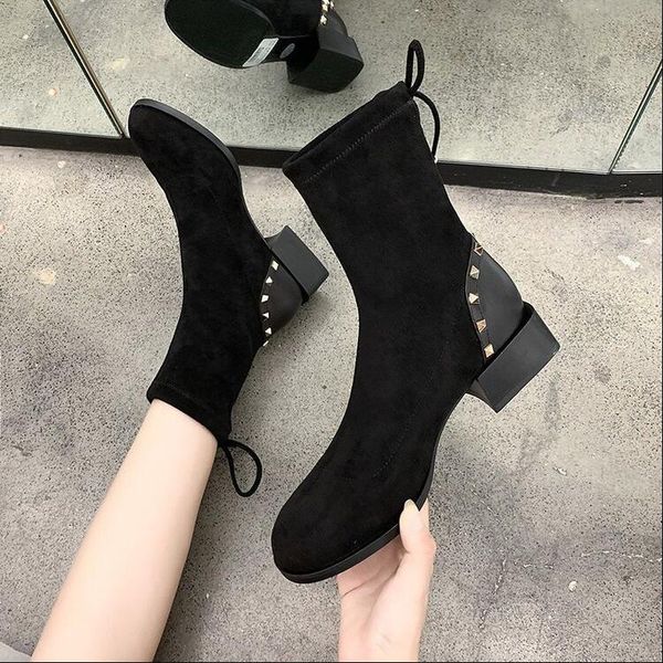 ankle boots women shoes woman boots fashion flat rivet stretch booties 2019 autumn new suede comfortable booties b22, Black
ankle boots women shoes woman boots fashion flat rivet stretch booties 2019 autumn new suede comfortable booties b22, Black