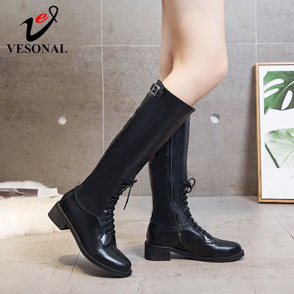 vesonal brand 2019 winter women boots leather knee-high high women shoes fashion casual woman booties long female footwear, Black
vesonal brand 2019 winter women boots leather knee-high high women shoes fashion casual woman booties long female footwear, Black