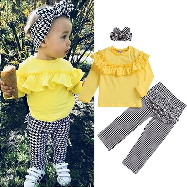 girl kids clothes set yellow long-sleeved black white checked trousers+bow headband 3 pieces sets kids designer clothes girls jy580
girl kids clothes set yellow long-sleeved black white checked trousers+bow headband 3 pieces sets kids designer clothes girls jy580